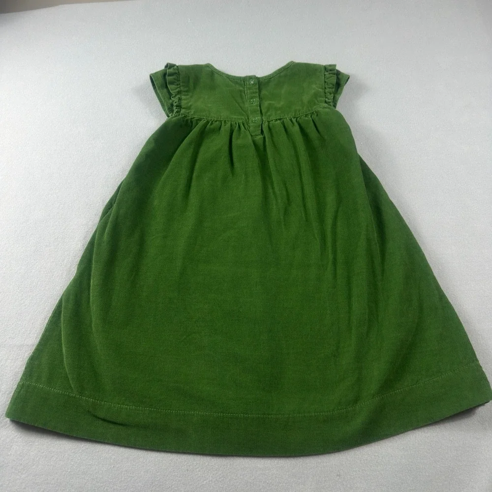 Mini Boden Girls Green Corduroy Dress 8-9Y Floral Lined Pockets Fall Cottagecore